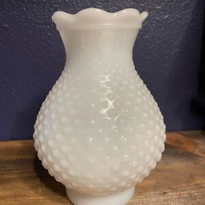 Vintage Milk Glass Hobnail Lampshade – Scalloped Rim